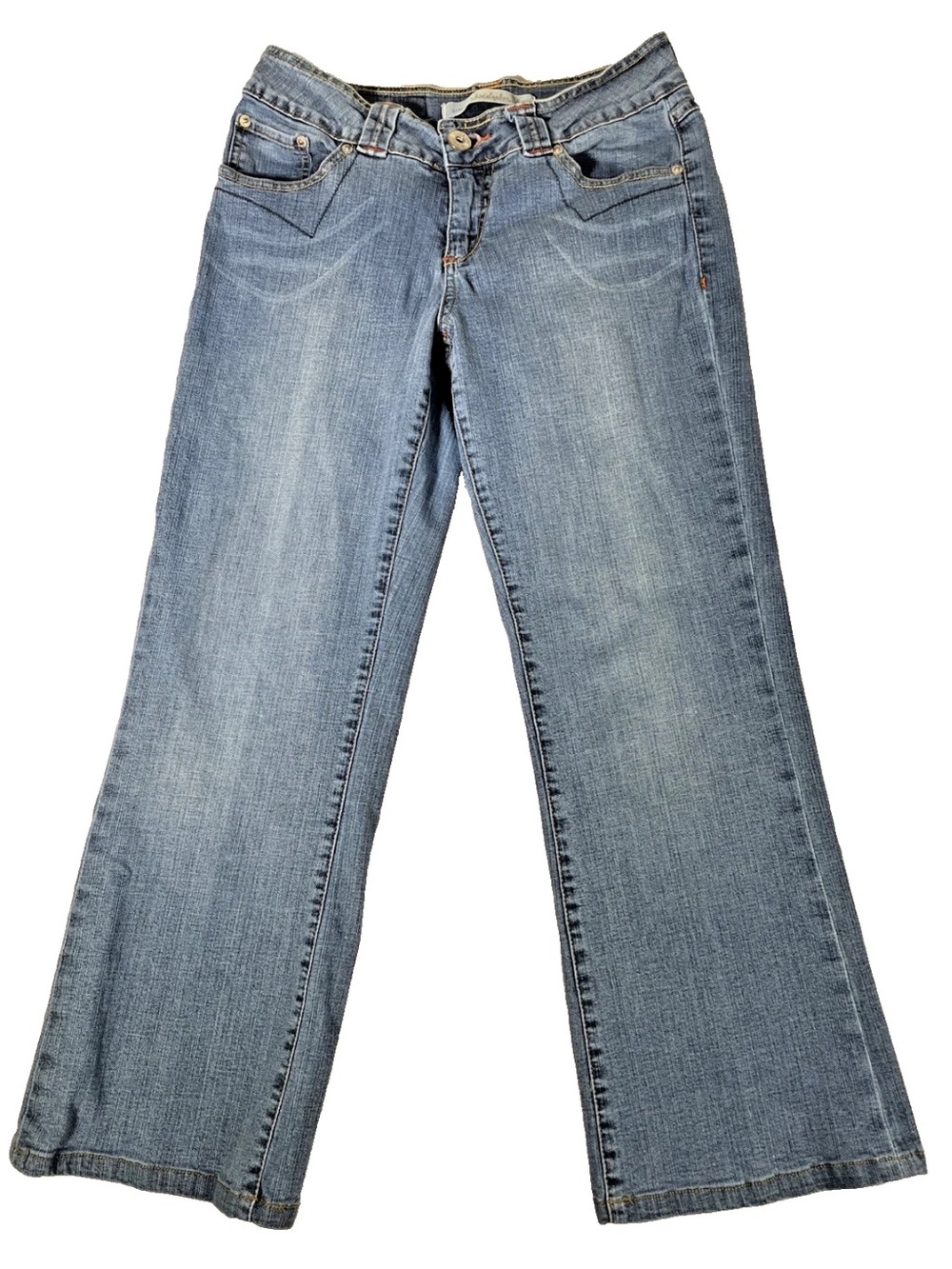 Vtg Christopher Blue Low Rise Straight Jeans Flap Pocket Stretch Y2K Western